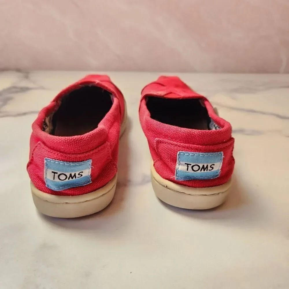 Kids girls red Toms slip on canvas brick red shoes casual minimalist
